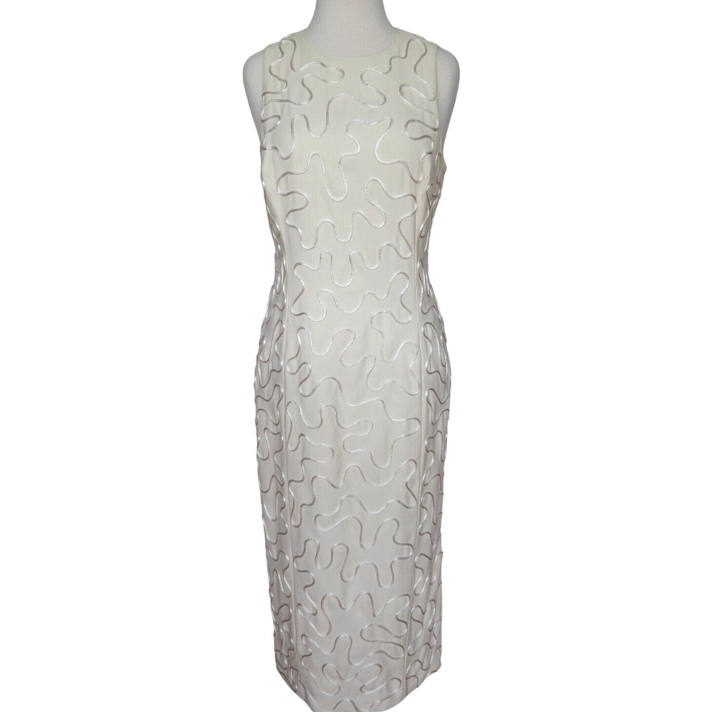 Women's Vintage Gillian Cream Cord Sheath Dress 8